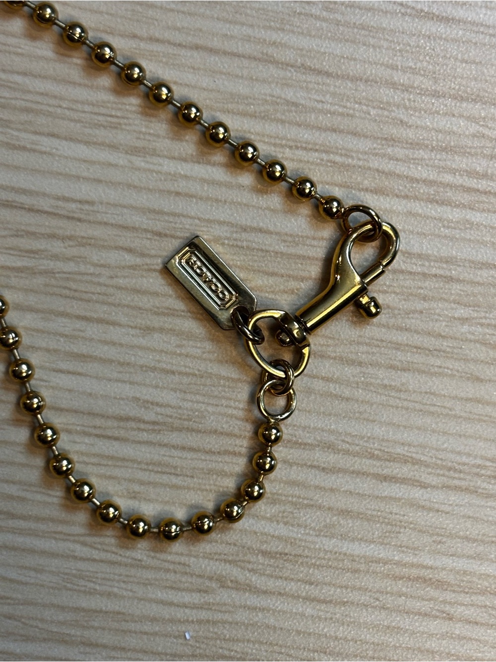 COACH Vintage Gold-Tone Beaded Ball Chain Cross Pendant Necklace - Picture 5 of 6
